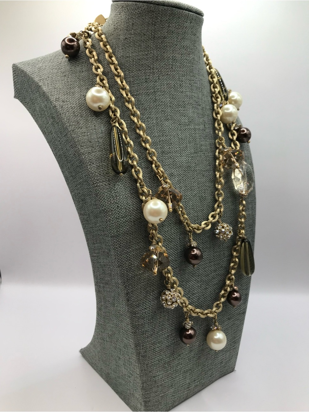 Stella & Dot Audrey Faux Pearl & Crystal Drop Statement Necklace - Picture 4 of 10